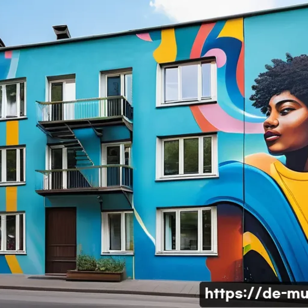 벽화와 청년 예술가들 - A vibrant urban mural in Berlin showcasing a blend of classic spray painting and brushwork technique...