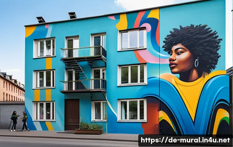 벽화와 청년 예술가들 - A vibrant urban mural in Berlin showcasing a blend of classic spray painting and brushwork technique...