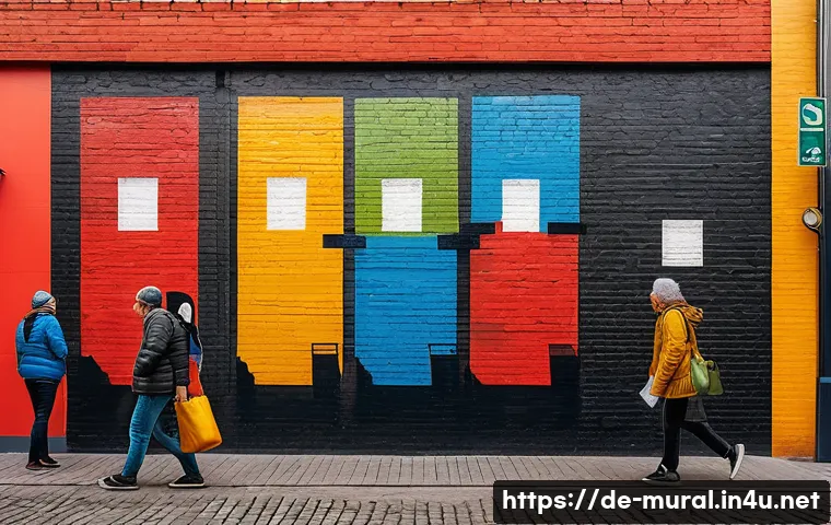 벽화여행 DIY 벽화 프로그램 - A vibrant urban street scene in a lively German city district featuring a large, colorful mural on a...