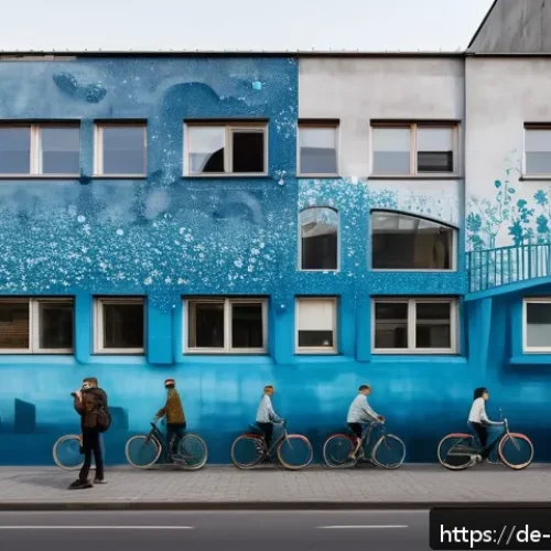 벽화여행과 예술의 대중화 - A vibrant urban street scene in Berlin featuring a large-scale 3D-effect mural on a concrete buildin...