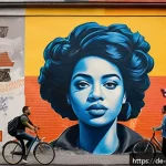 벽화여행 글쓰기 아이디어 - A vibrant street mural in Berlin&rsquo;s Kreuzberg district, featuring a large-scale realistic portrait of...